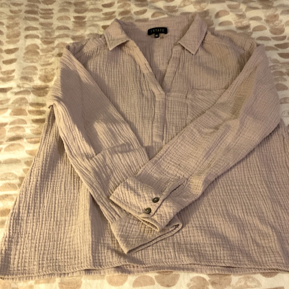 1 STATE size medium lavender shirt worn a few times.